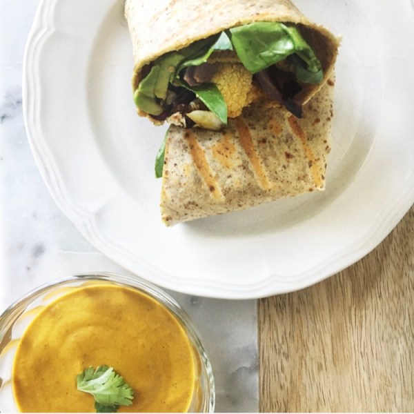 Roasted Cauliflower Wraps with Red Pepper&nbsp;Sauce